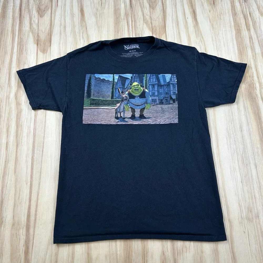 Shrek Move Promi T-Shirt Women's Medium Black Short Sleeve Graphic Y2K
